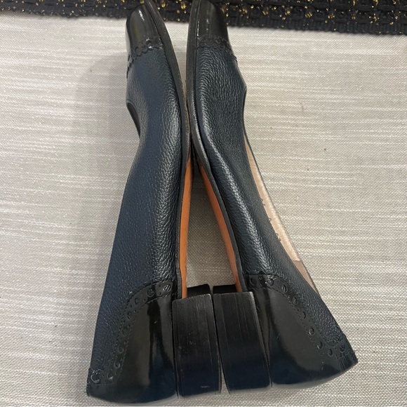 Salvatore Ferragamo Navy Cap Toe Leather Loafer Heels 9A - Picture 8 of 13